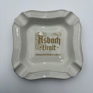 Heinrich Germany Asbach Urallt Ceramic Ashtray Gold Trim‎ Vintage